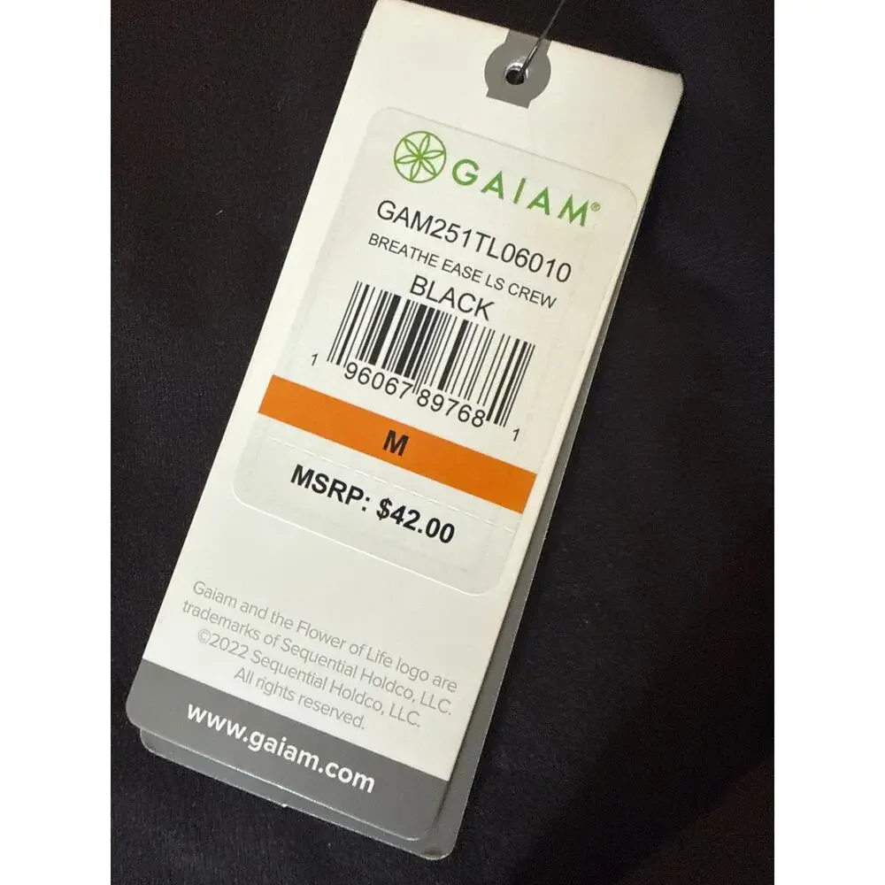 Gaiam Fitness Slim Fit LS Breathable Ease Medium Crew Baselayer